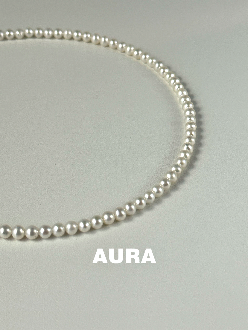 AURA｜baby天然珍珠项链正圆强光锁骨链小米珠轻奢高级感颈链