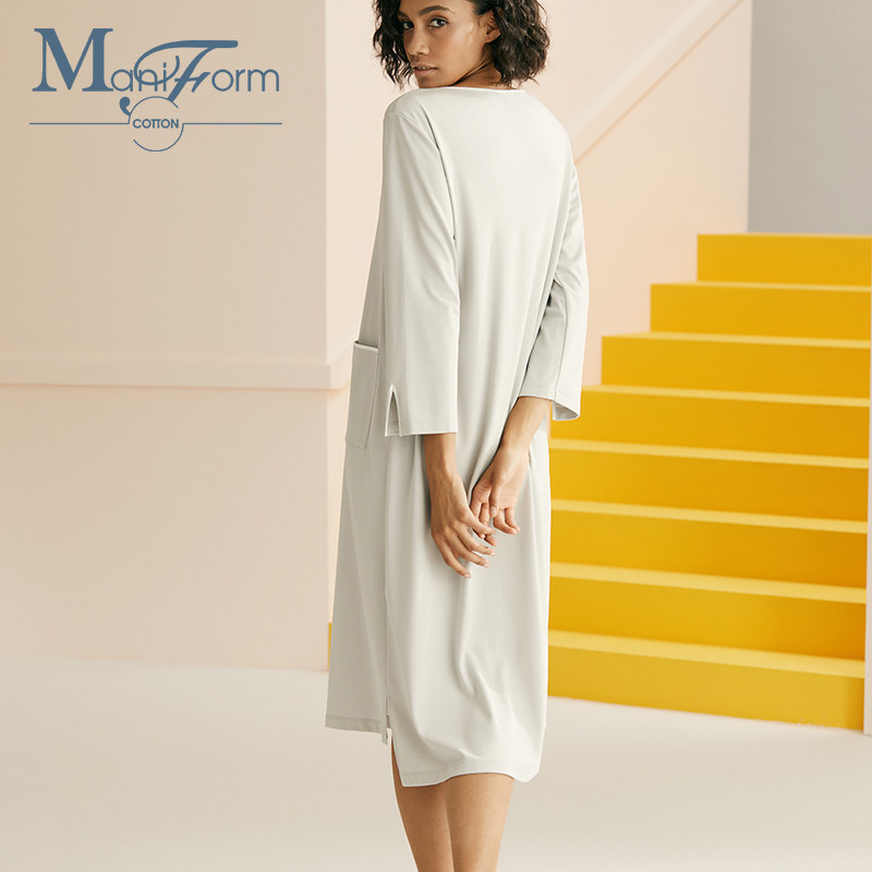 曼妮芬棉质生活袖口开衩柔软女睡裙 曼妮芬棉质生活睡裙