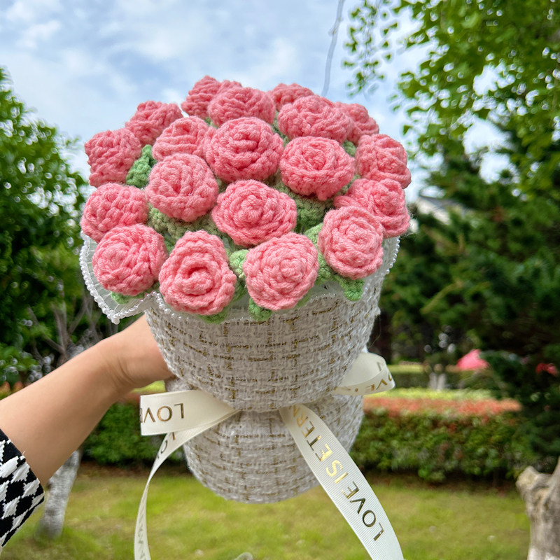 生日礼物送女朋友闺蜜38三八节妇女礼物实用礼品毛线玫瑰花束创意