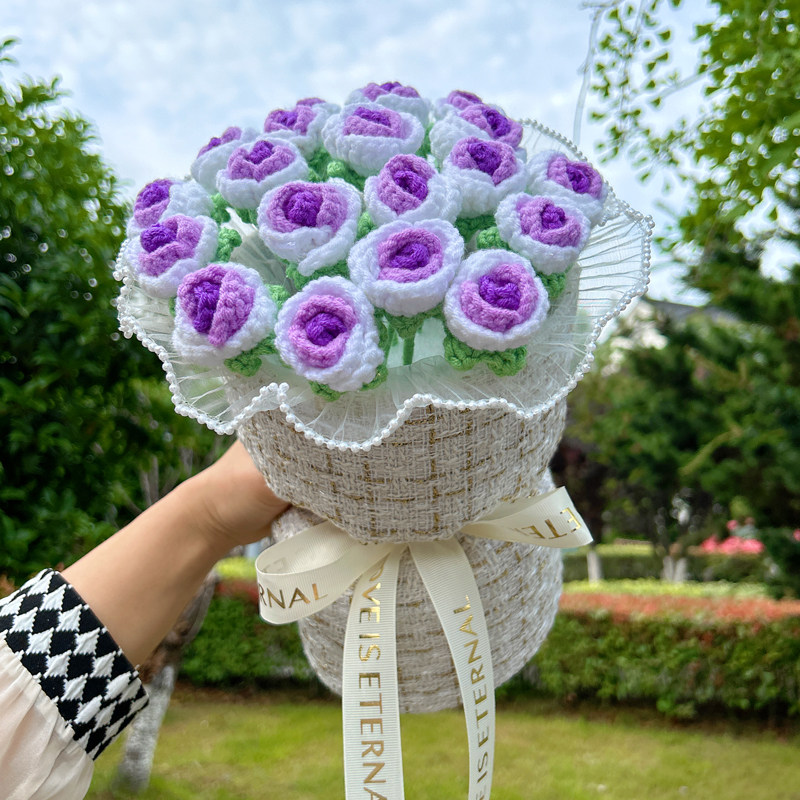 生日礼物送女朋友闺蜜38三八节妇女礼物实用礼品毛线玫瑰花束创意