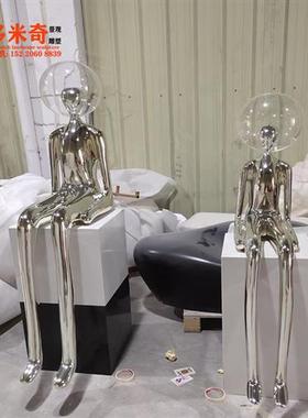 不锈钢人雕塑镜面抽象人物现代公园城市街道户外园林落地装饰摆件