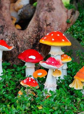 庭院卡通蘑菇摆件仿真蘑菇玻璃钢雕塑草坪景观绿化小区美陈装饰品