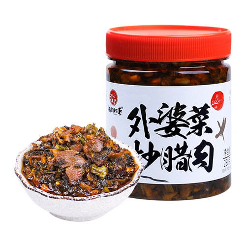 [湘约四季]湖南特产外婆菜腊肉香辣拌饭泡菜咸菜下饭菜即食瓶装 - 图0