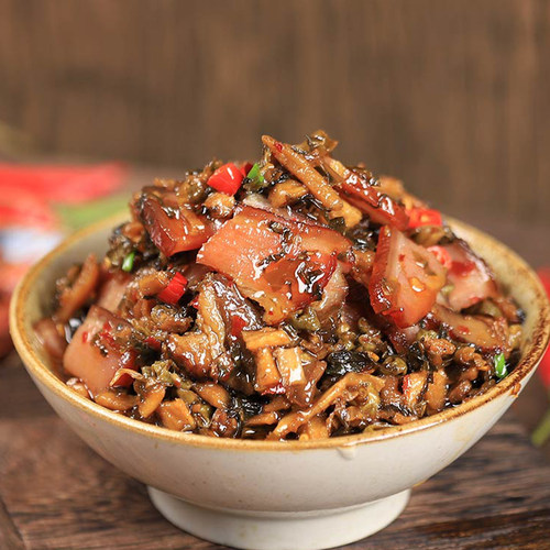 [湘约四季]湖南特产外婆菜腊肉香辣拌饭泡菜咸菜下饭菜即食瓶装 - 图2