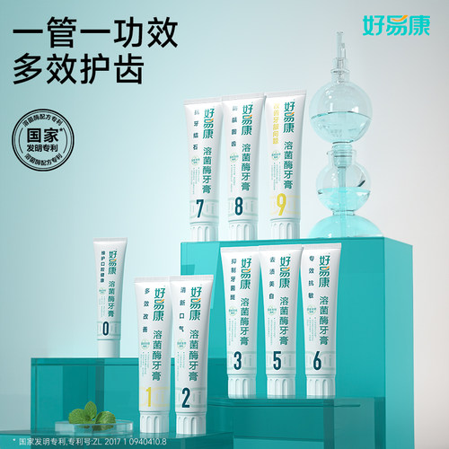 好易康牙膏1号0号9号无氟生物溶菌清新口气改善牙石敏感护理正品 - 图1