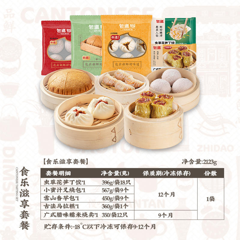 【立减20元】包道广式早茶点心烧麦叉烧早餐速食面点速冻食品-图0