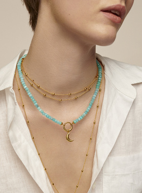 Monica Vinader莫妮卡项链新月之吻宝石项链女气质颈链彩宝锁骨链