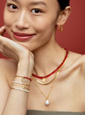 Monica Vinader莫妮卡手链本命年小幸运红绳红玛瑙手串四叶草礼