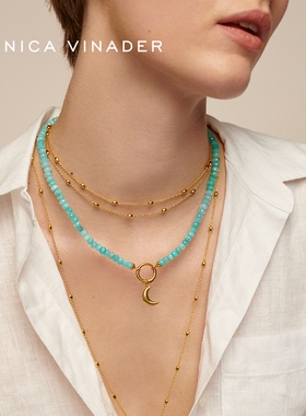 Monica Vinader莫妮卡项链新月之吻宝石项链女气质颈链彩宝锁骨链