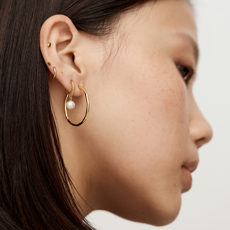 Monica Vinader莫妮卡珍珠Nura耳扣玛瑙虎眼石耳环绿松石耳饰冬日 - 图1