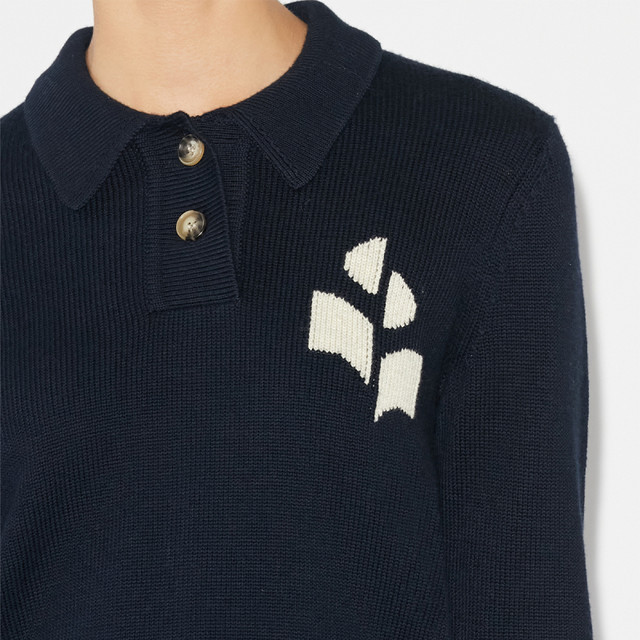 MARANT ETOILE NOLA Simple Lapel Logo Knitted Sweater for Women