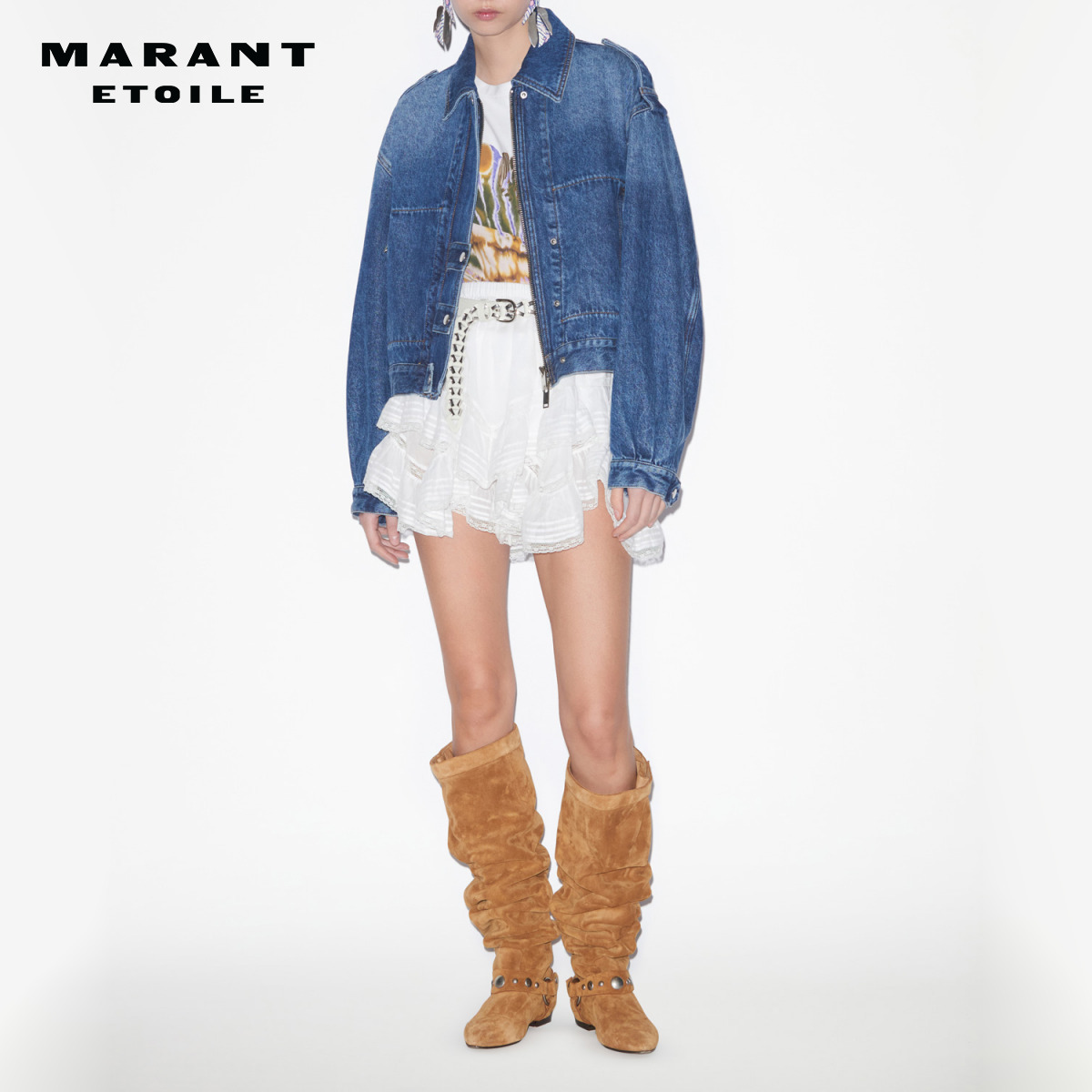 MARANT ETOILE  JULIE法式复古简约拉链牛仔外套女 - 图2