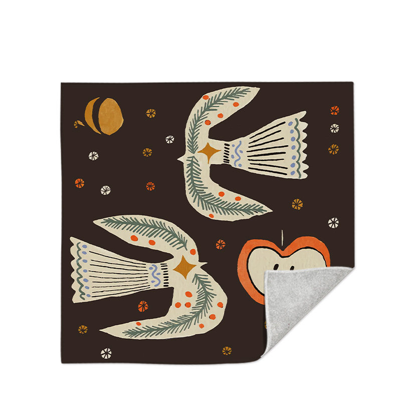 复古插画鸽子苹果可爱化妆包相机ipad自粘魔术百贴布平板电脑洗漱,淘宝优惠券,粉丝福利购,淘宝优惠卷