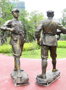 玻璃钢革命风纪念馆新四军雕塑