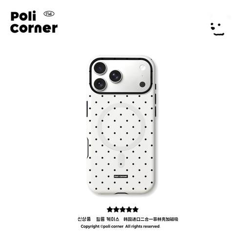 Poli Corner新款苹果波点手机壳韩国进口菲林iPhone17手机壳磨砂磁吸防摔16Pro可爱少女简约15全包外壳保护套 - 图0