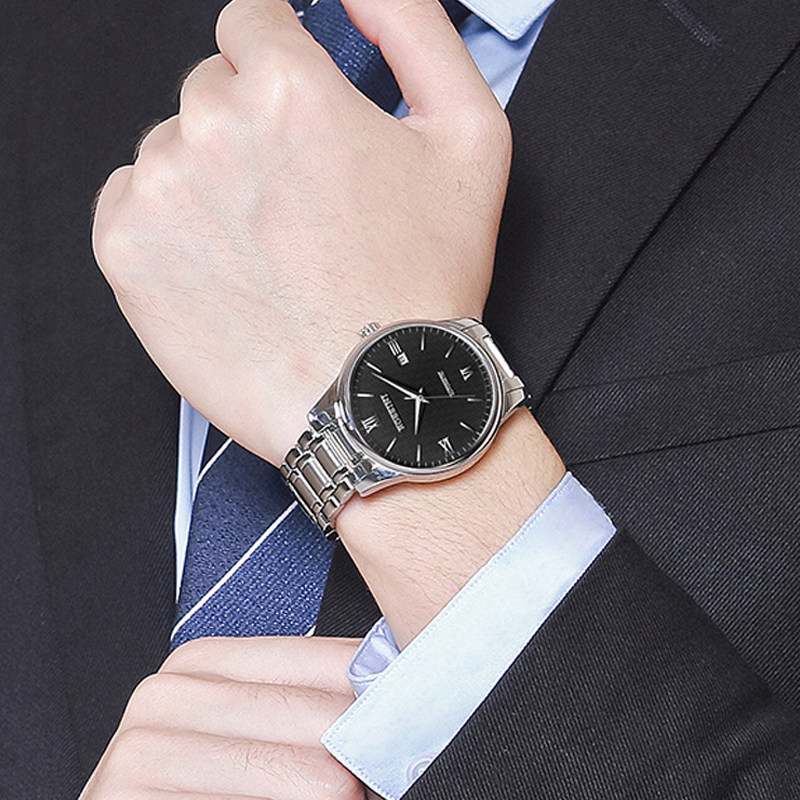 罗西尼正品防水自动经典钢带机械表 罗西尼显太国产腕表