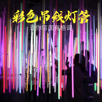 Led suspension wire vertical lamp tube colour luminous decoration outdoor tooling exhibition fine round lamp with neon fluorescent strip light tube