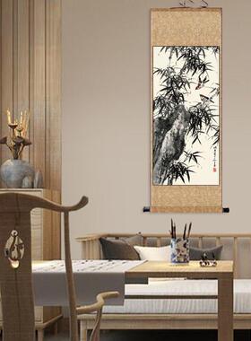 乔木松鹤图卷轴画成品挂画客厅家居装饰B玄关壁画仿古画送老外画