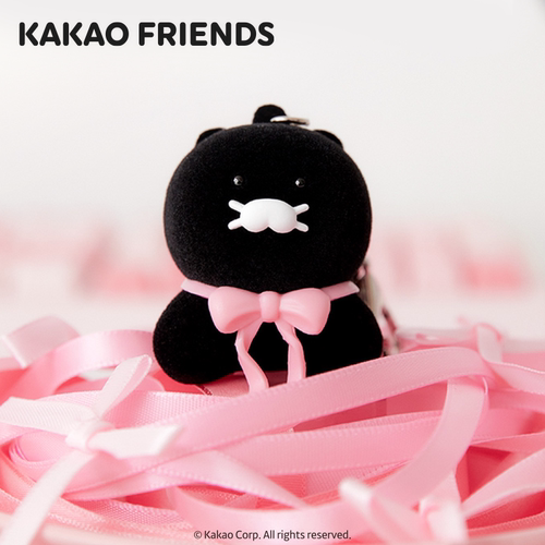 kakao friends黑春植蝴蝶结手机清洁链小娃娃玩偶公仔挂件钥匙扣 - 图1