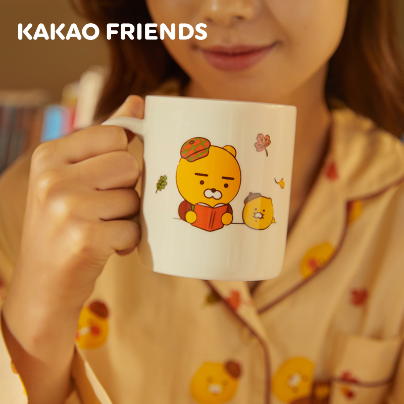 KAKAO FRIENDS萌趣书店朋友带杯盖马克杯_Ryan&Choonsik-图1