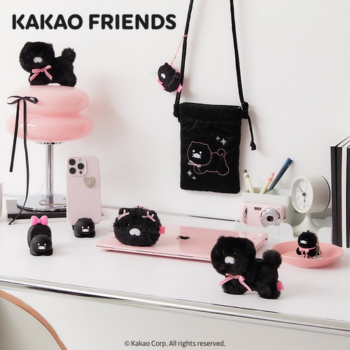 kakao friends黑春植蝴蝶结手机清洁链小娃娃玩偶公仔挂件钥匙扣 - 图3