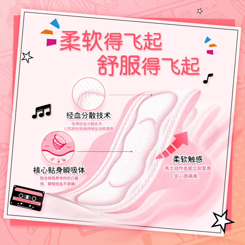 苏菲卫生巾弹力贴身柔棉日用230mm姨妈巾组合装官方整箱批旗舰店 - 图1