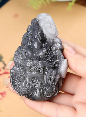 涵怡龙腾盛世手把件和田玉烟紫色