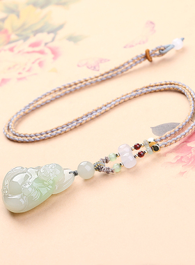 正品和田玉翠青佛公观音情侣对配弥勒佛女款玉坠玉石观音菩萨挂件