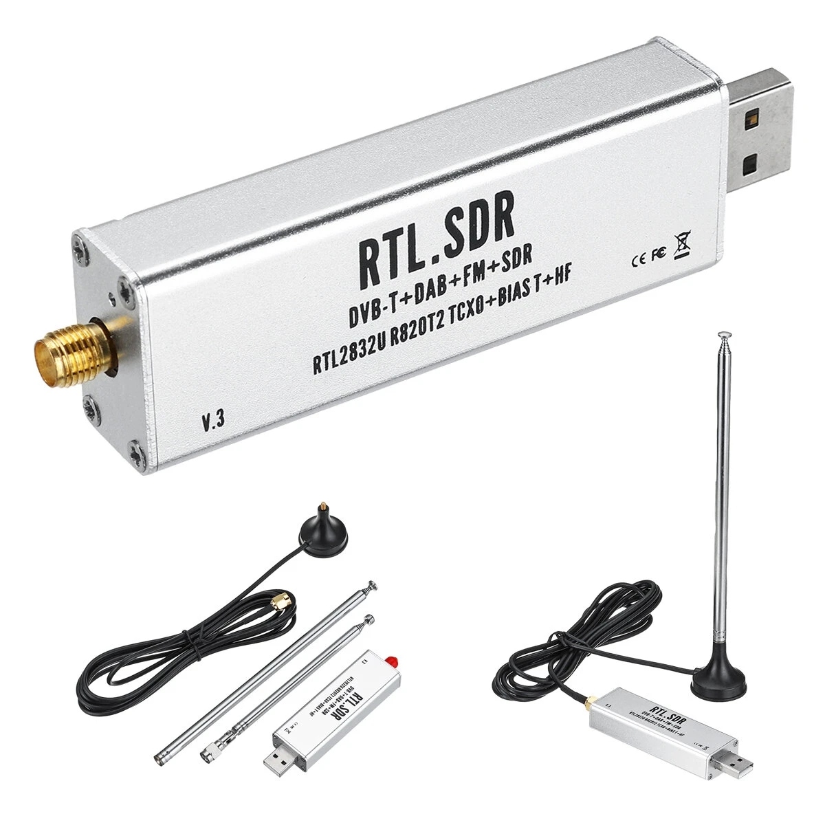 RTL-SDR Blog RTL SDR Receiver V3 RTL2832U 0.1Mhz-1.7Ghz TCXO SMA