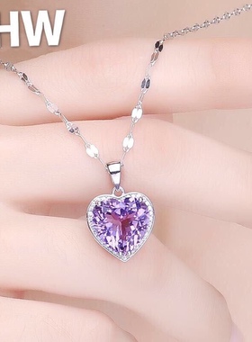 s999纯银项链女爱心吊坠简约锁骨链千足银时尚送女朋友闺蜜礼物饰