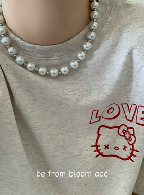 博主同款大颗珍珠项链法式百搭复古颈链拼接轻奢小众高级感锁骨链