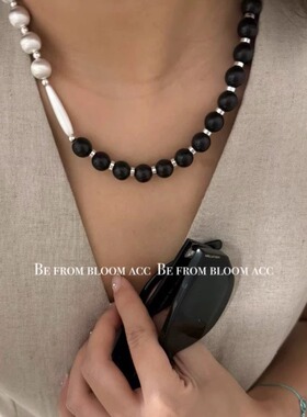 阿水同款银球串珠气质轻奢锁骨项链圆球耳环 OT扣时髦潮人颈链