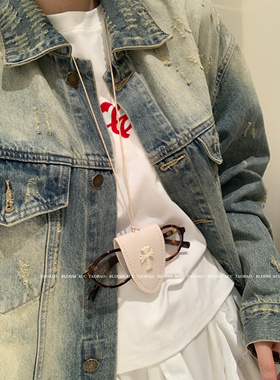 甜酷多巴胺彩色十字架几何挂坠长款链眼镜收纳项链白搭休闲配饰链