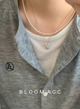 2026韩系ins风简约珍珠花篮吊坠双层项链女轻奢气质高级感锁骨链