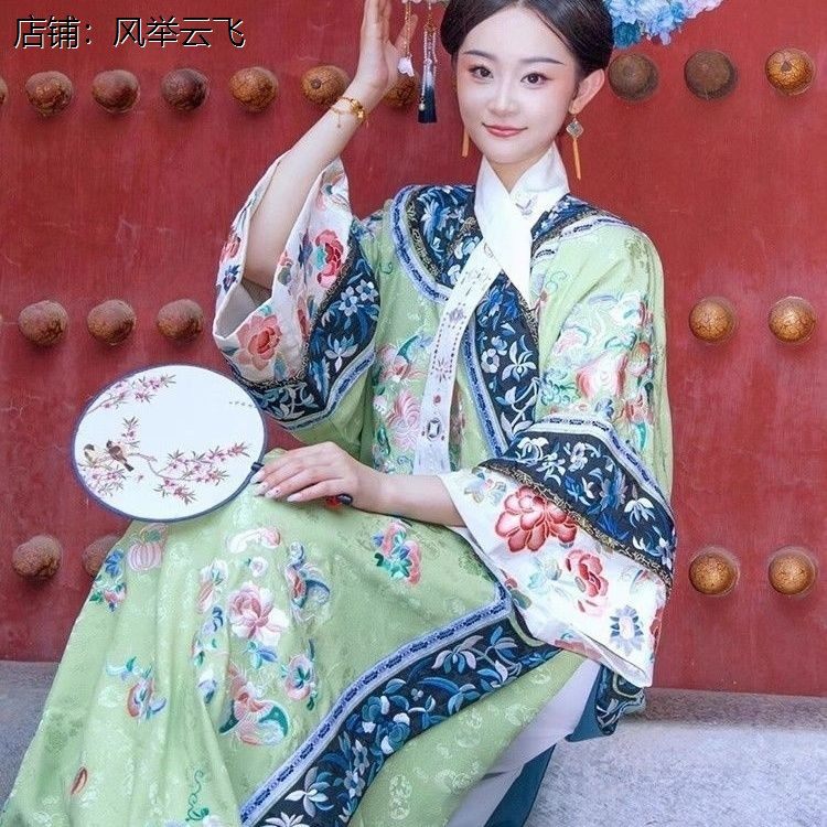 女装汉服仿刺绣清代贵妃古装清朝服装印花氅衣中国格格旗装宫廷,淘宝优惠券,粉丝福利购,淘宝优惠卷