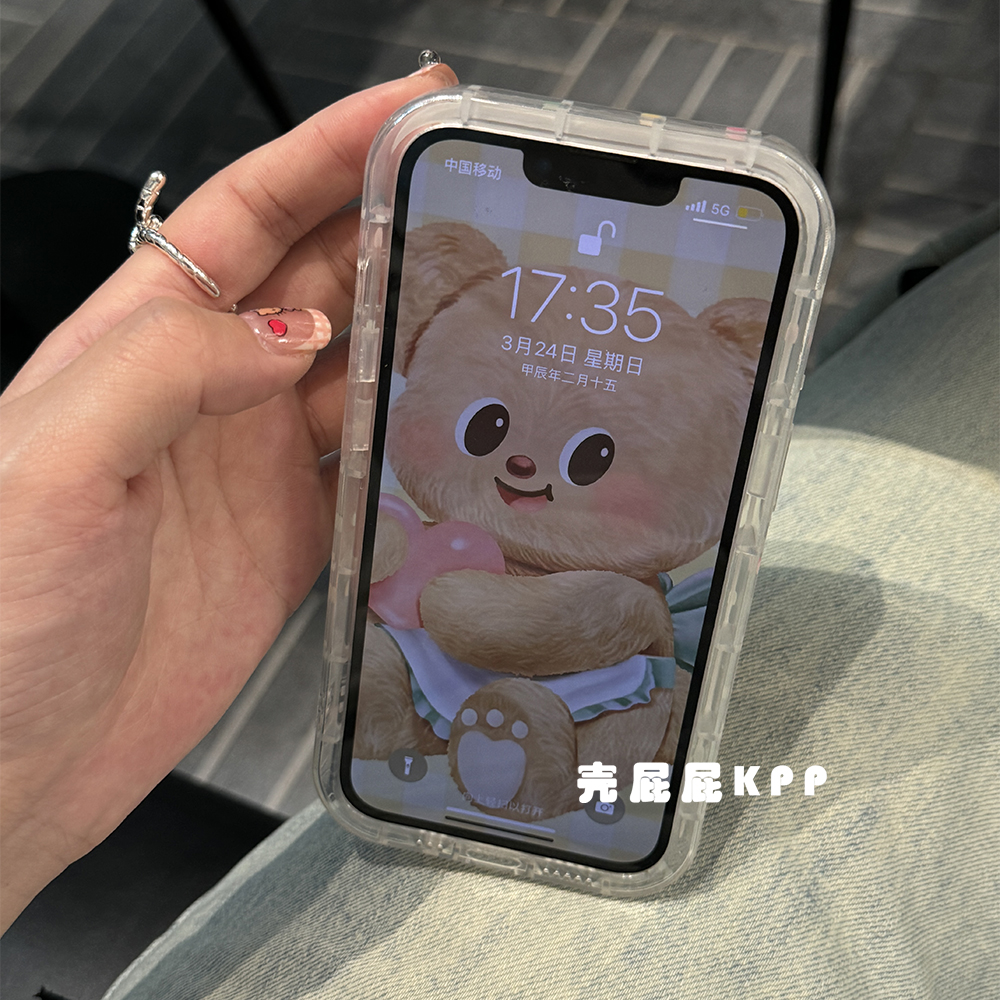 壳屁屁KPP糖果色波点可爱狗狗折叠支架韩ins适用苹果15ProMax手机壳iPhone13全包15新款12软14Promax保护套14 - 图2