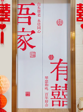 开门见喜自粘电梯门贴纸国潮新中式创意门贴进门入户门玄关装饰画