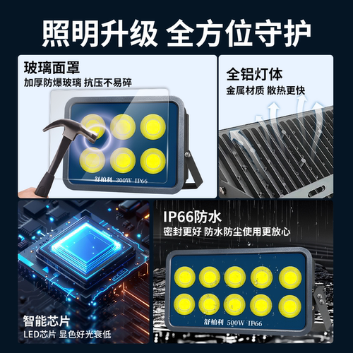 led投光灯户外防水400w大功率室外探照灯强光1000w塔吊灯工地船用 - 图0