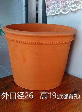 陶土红泥花盆老式红陶花盆泥瓦花盆复古花边大口径粗陶工厂