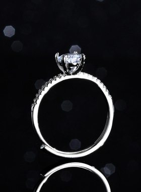 蓝托帕石莫桑石戒指女925纯银镀PT950 铂金1克拉水滴梨形圆包异形