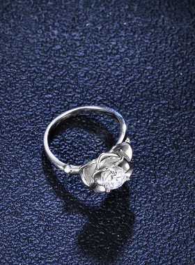 莫桑石戒指镀PT950 铂金结婚求婚925纯银六爪钻戒花瓣时尚女款