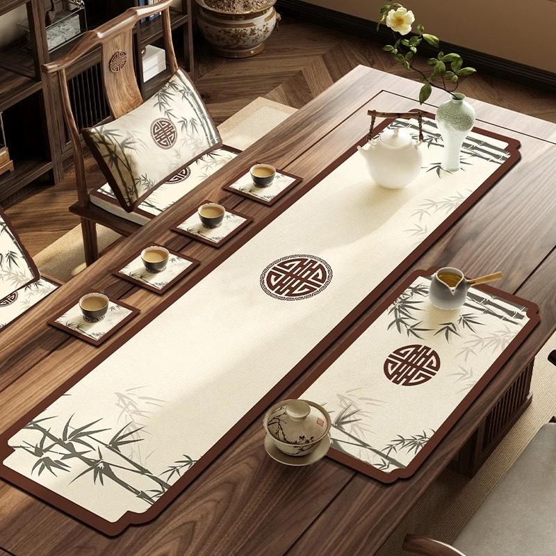 新中式禅意茶席硅藻泥古典中国风桌旗异形吸水茶桌垫布防滑茶台垫,淘宝优惠券,粉丝福利购,淘宝优惠卷