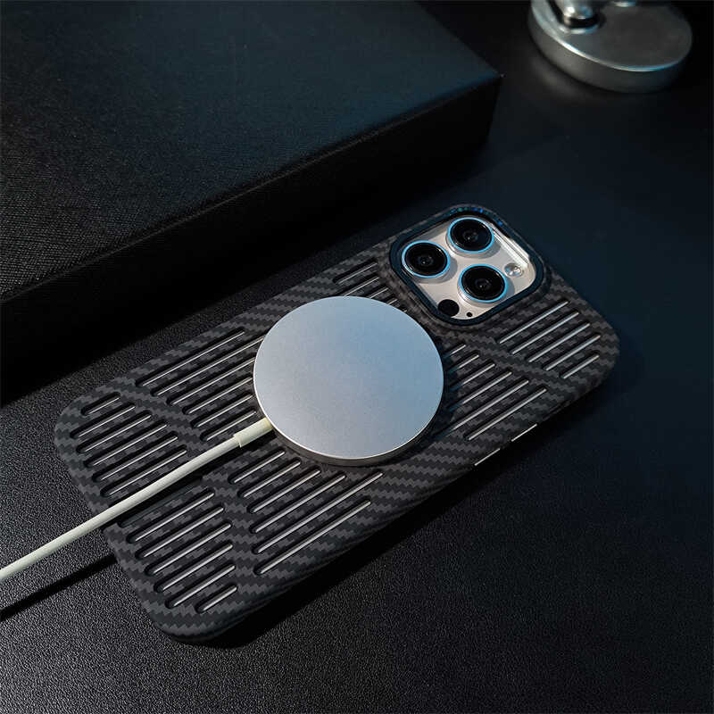 散热耐磨磁吸适用苹果15promax凯夫拉手机壳iphone14pro碳纤维纹13proma超轻薄全包防摔防滑指纹12高端保护套 - 图0