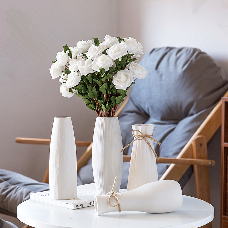 陶瓷花瓶小清新水培玻璃透明插花简约白现代北欧客厅家居装饰摆件,淘宝优惠券,粉丝福利购,淘宝优惠卷