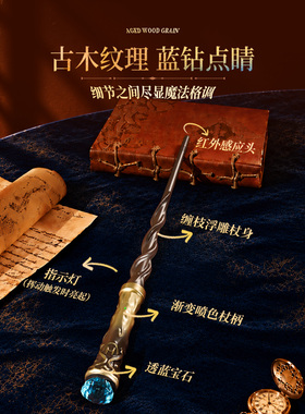 同趣蓝钻感应魔杖书立魔法棒礼物