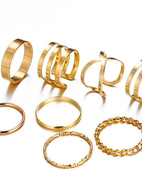 17M Gold Sliver Rings Set For Women Vintage Heart Bow Twis