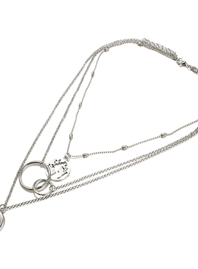 Tocona Boho Silver Color Circle Map Horns Pendant Necklace