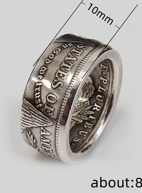 Morgan Silver Dollar Coin Ring 'eagle' Silver Plated Handma