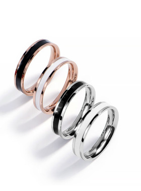 4mm stainless steel fashion ring rose gold black and white