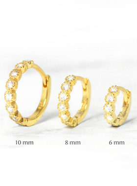 6mm/8mm 925 Sterling Silver Circle Zircon CZ Hoop Earrings